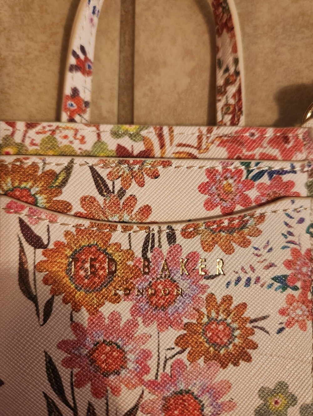 Ted Baker London Floral Print Card Holder Purse Charm - Picture 2 of 3
